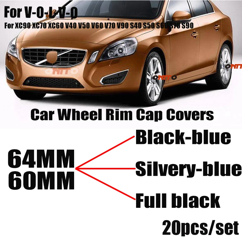 

20pcs 64mm 60mm Wheel Dust-proof emblem covers car Wheel Hub caps Emblem logo Covers for XC90 XC70 XC60 V40 V50 V60