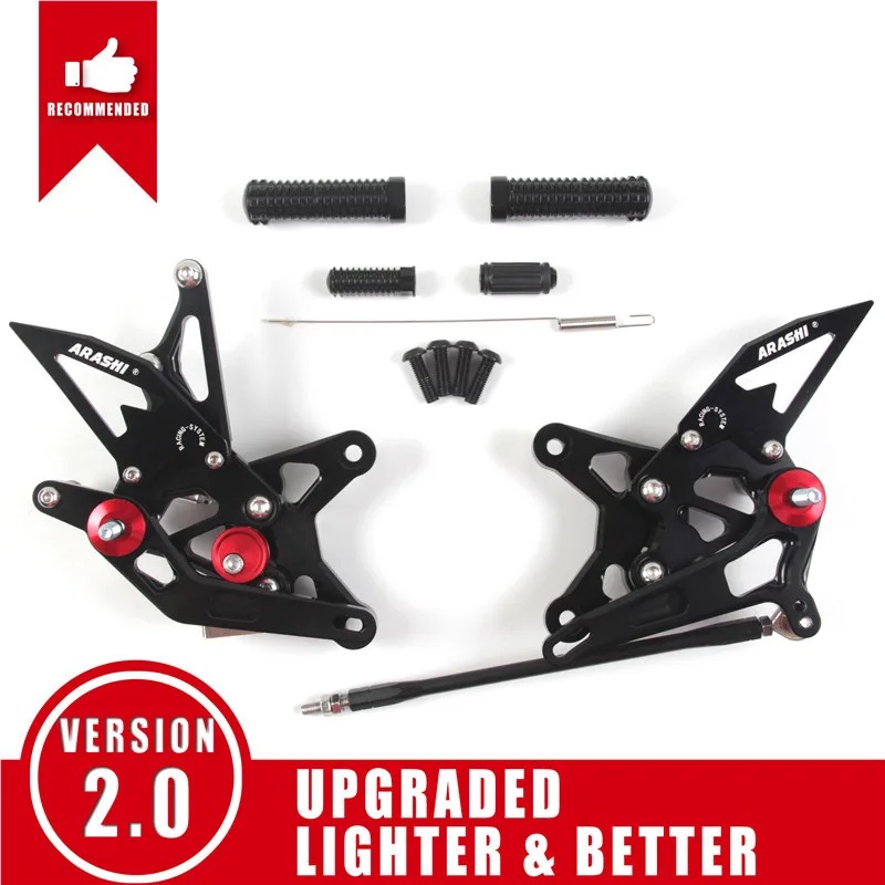 Black Араши ниндзя ZX6R 09-14 подножки Rearset регулируемая подножка подножки для KAWASAKI ZX-6R ZX636 2009 2010 2011 2012 2013 - Цвет: Black