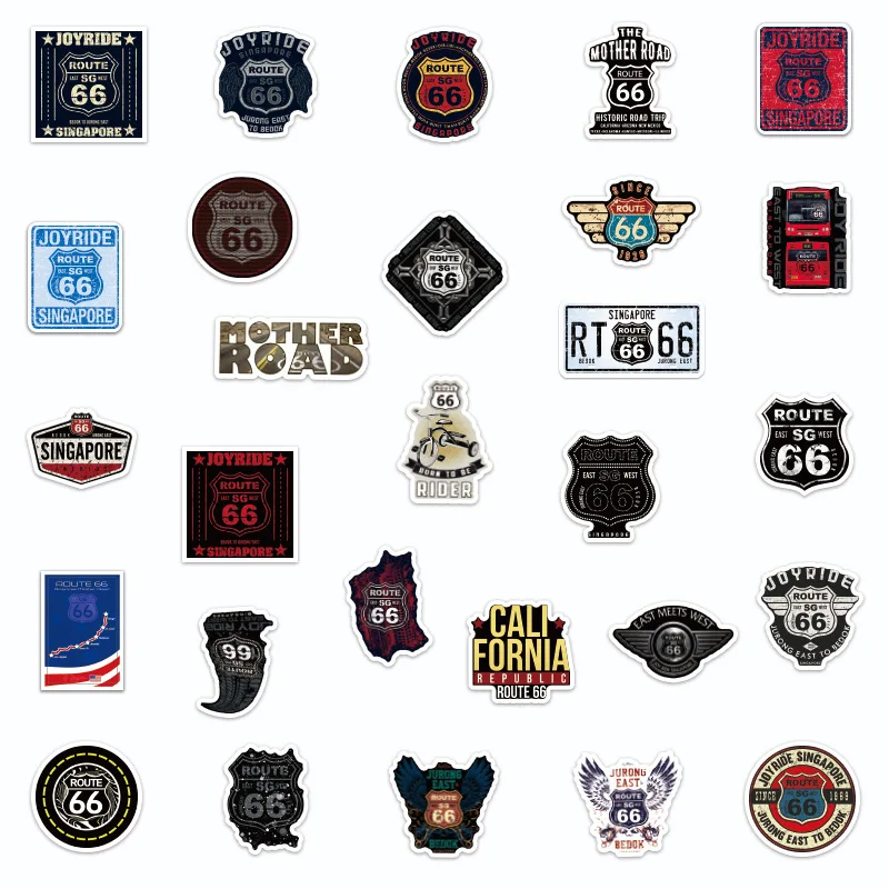 103050pcs route 66 the main street of america stickers laptop guitar luggage phone bike cool graffiti sticker decal kid toys free global shipping