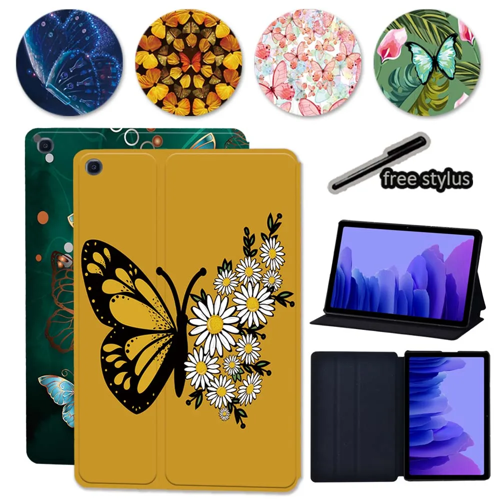 

New Cover Case for Samsung Galaxy Tab A7 10.4 SM-T500/SM-T505 2020 Butterfly Pattern Leather Folding Tablet Cover Case + Pen