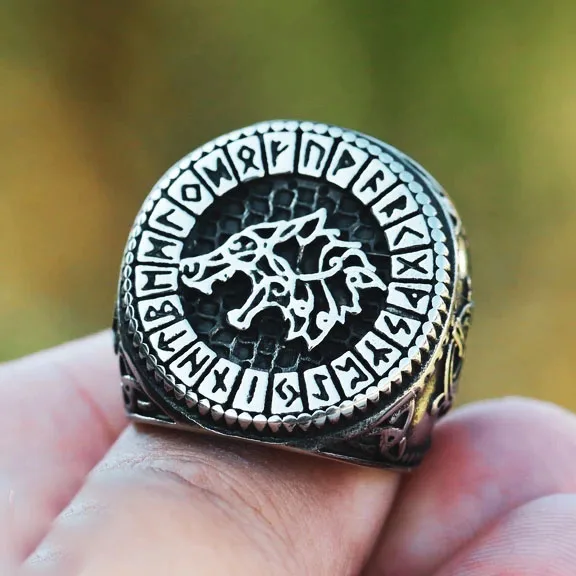 Onlysda Для мужчин 316L нержавеющая сталь норвежский викинг Одина волк руна с