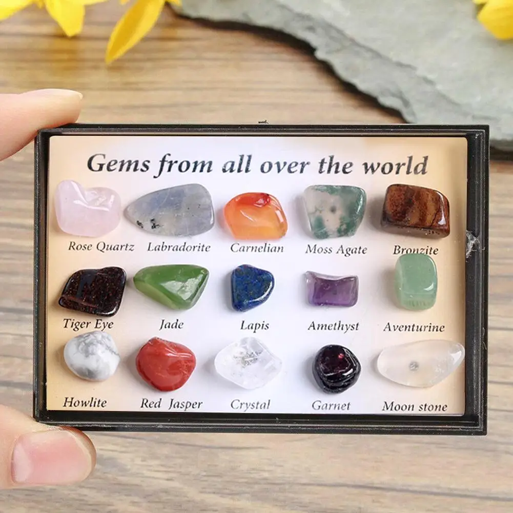 Mini Natural Mineral Ore Collection Aventurine Quartz With Tiger Eye Small Crystal Gift Box DIY Jewelry Making Home Decor | Дом и сад
