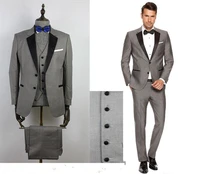 custom mens suits for wedding black lapel slim fit wedding dress groom groomsmen wear prom casual suits jacketpantsvest