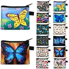 Красивая сумка для монет с принтом бабочки, Женский Детский кошелек, квадратные кошельки на молнии, сумочки, маленький клатч, сумки для хранения денег