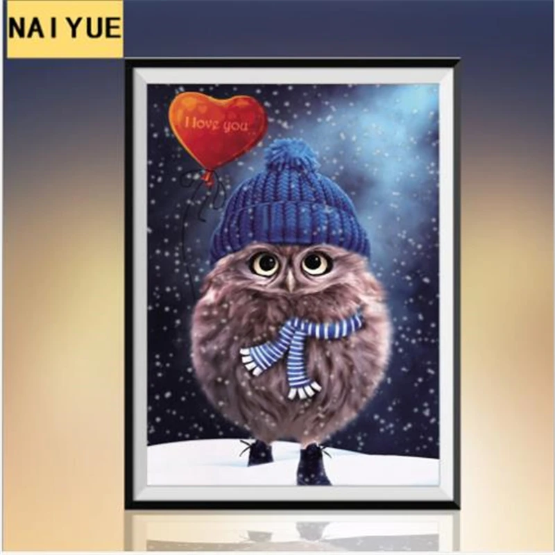 Милая сова 5D круглая алмазная живопись вышивка рукоделие хрустальные стразы