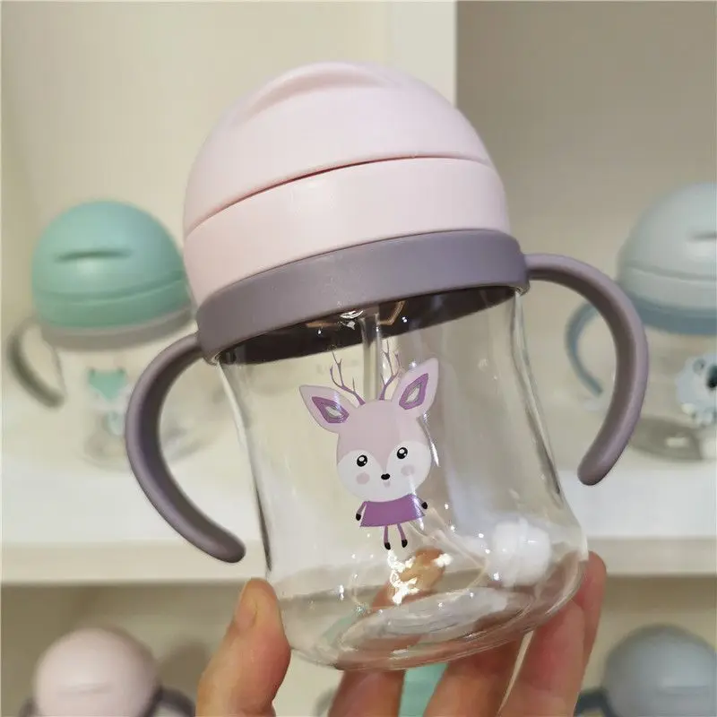 

Children's Cartoon Infant Scale Straw Cup Anti-choking Baby Handle Resistant Falling Water Bottle Ball Learning Drink Cup 300ml
