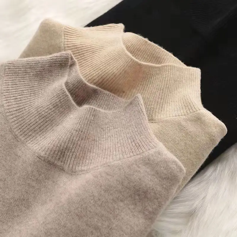 Женский кашемировый свитер с ложным воротником TuangBiang серый облегающий Модный