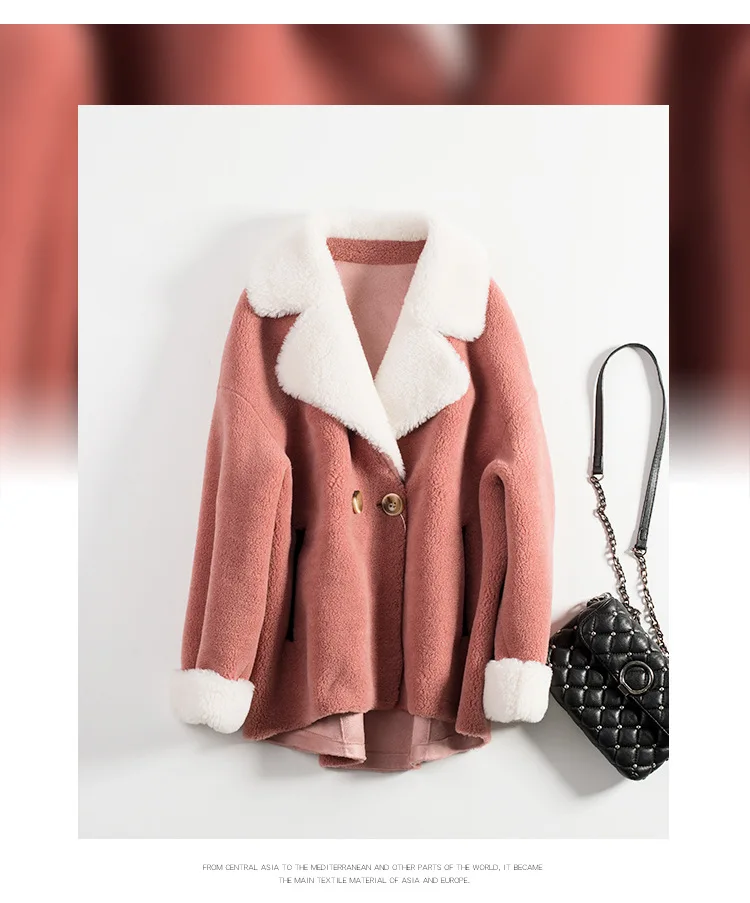 Autumn Winter Faux Fur Coats Women Warm Sheep Shearing Parka Ladies Fake Sheepkin Short Fur Jackets Female Wool Blends Outwear