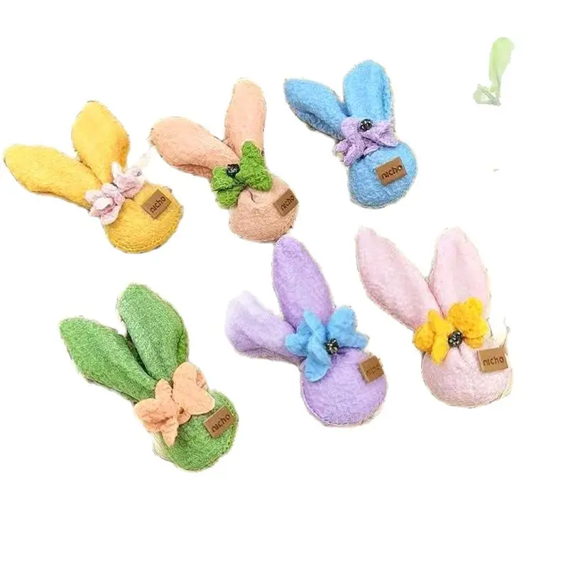 

6Pcs/lot 7.5*3cm Cartoon fabric fashion Rabbit padded appliques,kids headwear,garments accessories, DIY handmade materials