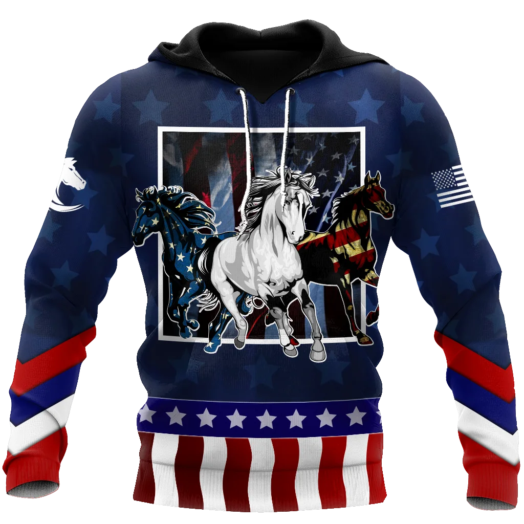 Толстовка унисекс с принтом лошадей и флага модная повседневная Уличная одежда в