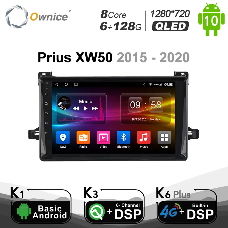 Автомагнитола Ownice 2 din 6 ГБ + 128 Гб Android 10 0 GPS для Toyota Prius XW50 2015 2020 4G LTE DSP оптическая
