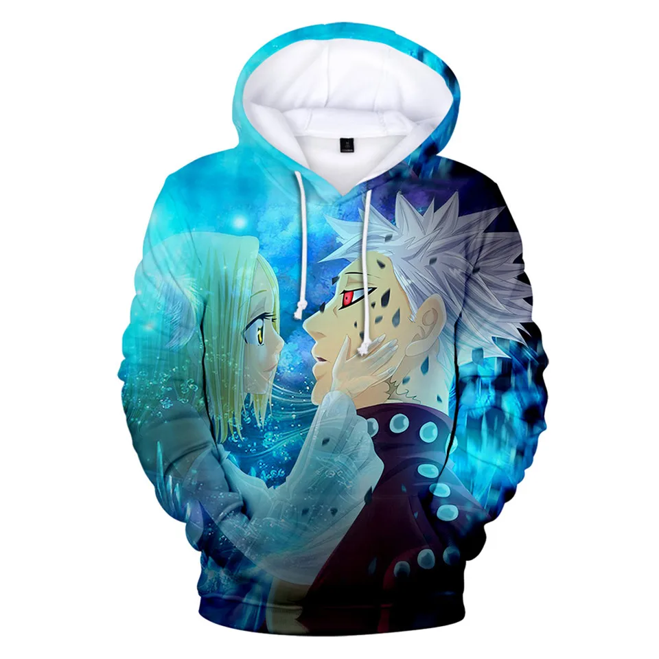 

Толстовка Мужская/женская с капюшоном, популярный пуловер с рисунком аниме семь смертных грехов, 3d-толстовка Meliodas, повседневный свитшот, 2021