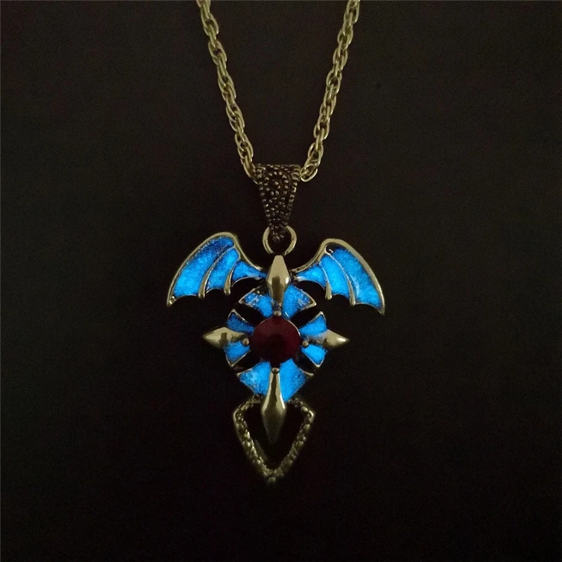 Bronze Blue Винтажное светящееся подвесное ожерелье классическое ФЛУОРЕСЦЕНТНОЕ ожерелье из сплава светится в темноте ювелирные изделия для мужчин вечерние подарки - Окраска металла: Bronze Blue