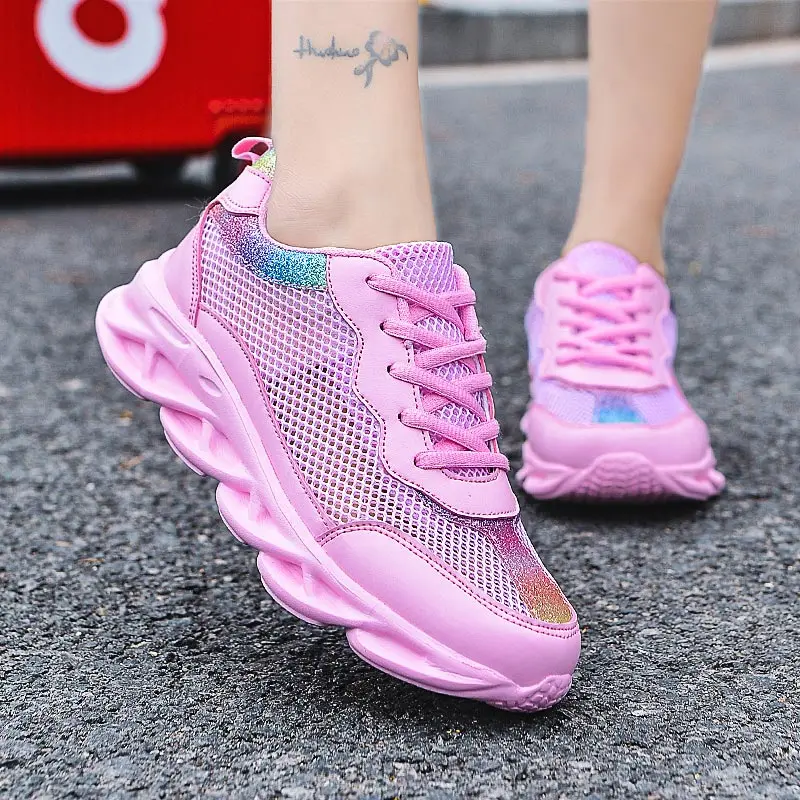 

2021 Women Sneakers Vulcanized Shoes Mesh Bling Colorful Walking Casual Ladies Shoes Platform Breathable Female Shoes Footwear