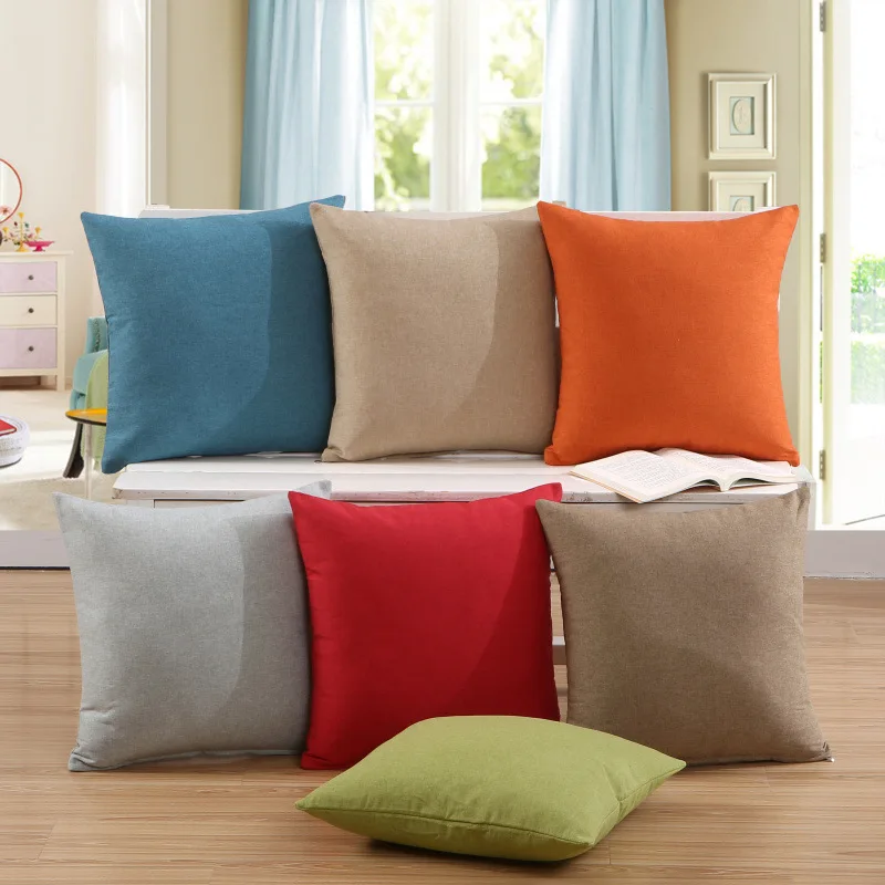 

45x45cm Solid Color Plain Linen Cotton Pillow Cover Simple Home Decor Cushion case Sofa Throw Pillow Pillowcase funda cojines