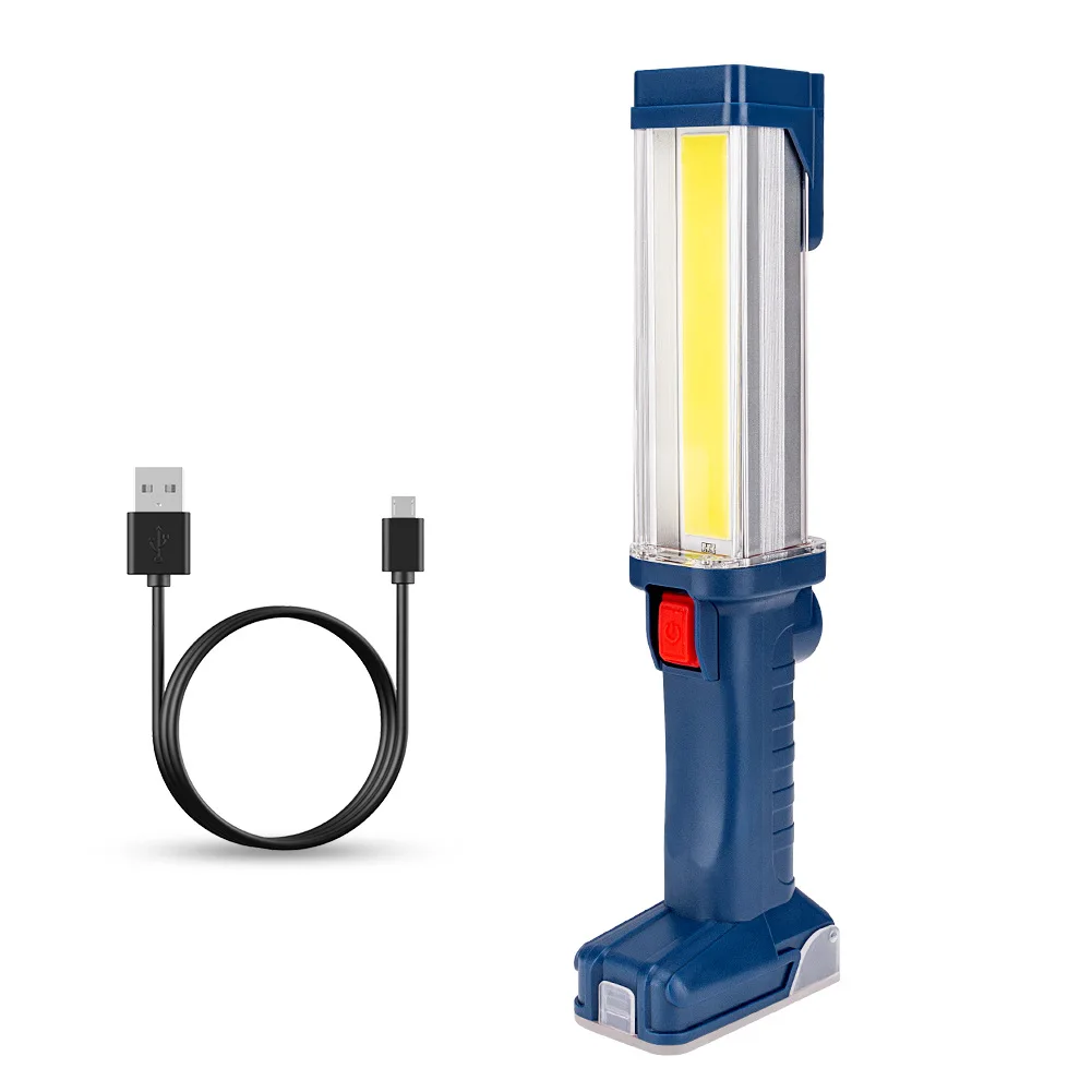 USB Rechargeable 18650 Flashlight 2 Modes COB LED Magnetic Working Light Swivel Hook Car Repairing Worklight Power Bank Lantern | Лампы и