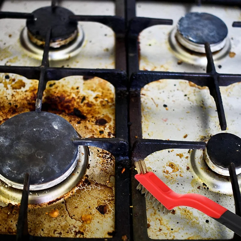 

6 Pcs Wire Brushes with Curved Handle Masonry Brush Wire Bristle Mini Wire Cleaning Brush for Cleaning Welding Slag