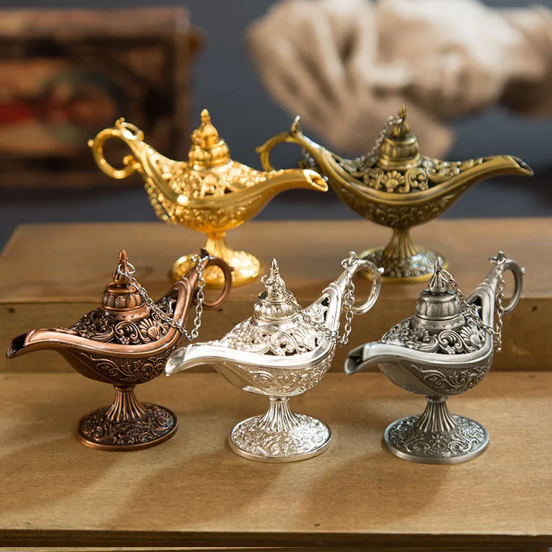 

Vintage Aladdin Magic Lamp Genie Collector's Edition Wedding Table Decoration Collectable Rare Classic Arabian Props Aladdin Pot
