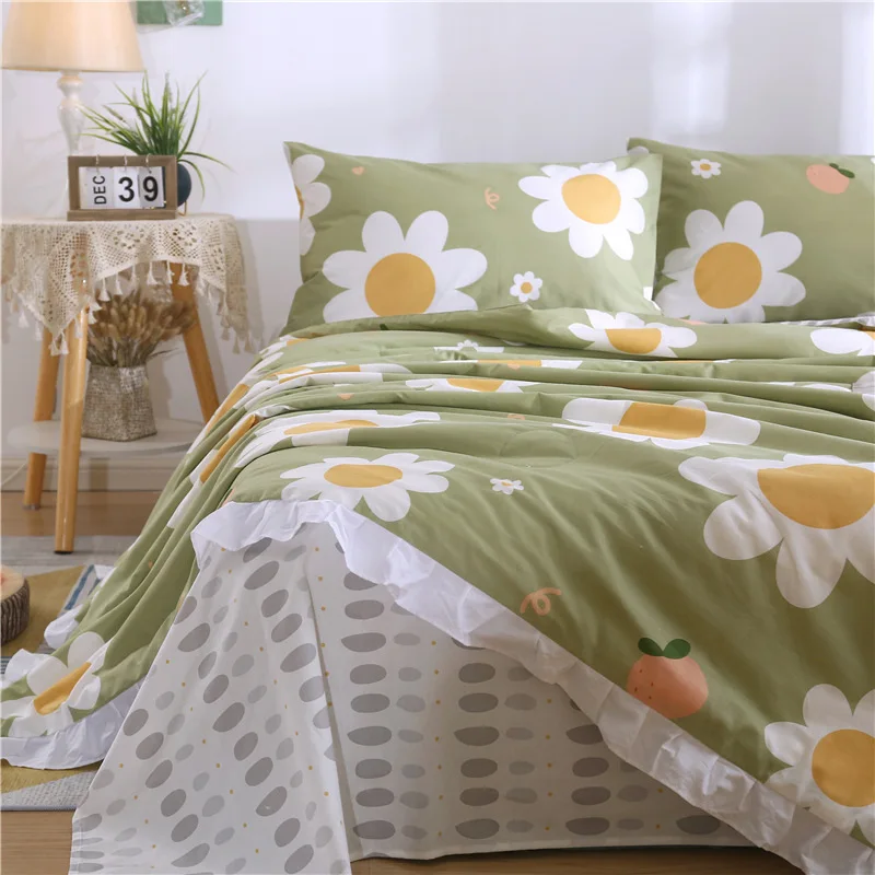 

Воздухопроницаемое одеяло, цветочный пасторальный стиль, маленький женский комплект в виде лотоса, летнее крутое одеяло из чистого хлопка, ...