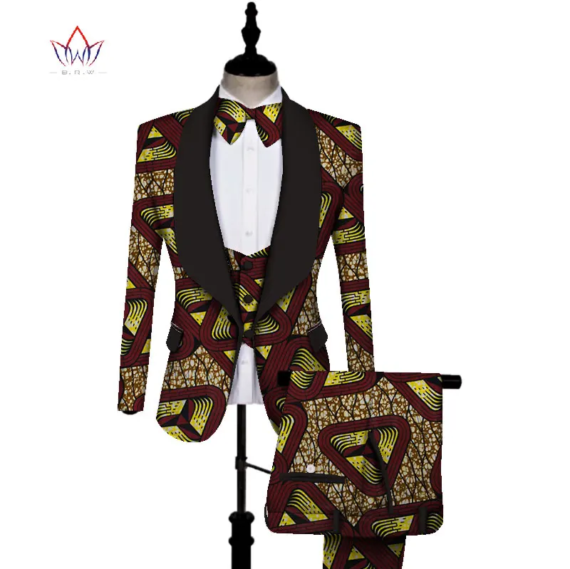 African Print 3 pieces Men sets Dashiki Top and Trouser & Vest Set Bazin  Plus Size Traditional African Clothing WYN431