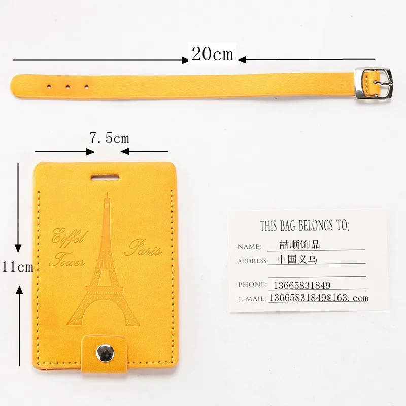 

Eiffel Tower Suitcase Leather Luggage Tag Label Bag Pendant Handbag Travel Accessories Name ID Address Tags