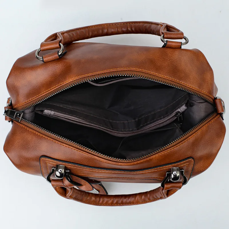 Сумка-тоут женская из искусственной кожи коричневая винтажная повседневная YZ-23 |