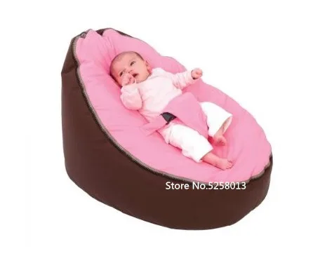 dark brown pink Мягкий детский стул младенческой мешок бобов покрывало кровати без наполнителя Pouf для кормления ребенка Snuggle кровать с поясом для безопасности защиты - Цвет: dark brown pink