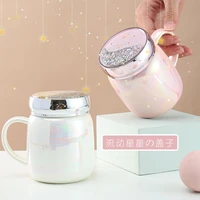 light luxury creative quicksand cover star sky mug milk cup with tender girls heart super cute coffee cup for lovers
