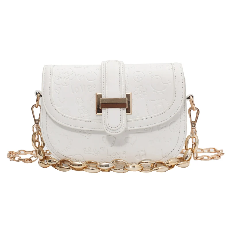 

Niche Design Popular Chain Handbag 2021 New Fashion All-match Messenger Bag Advanced Saddle Bag Handbag Width: 20cm
