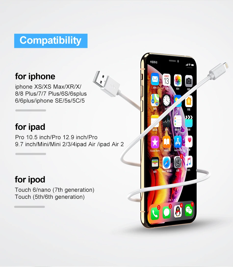 ESK 1,5 m MFi, кабель USB для iPhone X Xs Max XR 2.4A Быстрая зарядка MFi сертифицированный кабель Lightning Phone для iPhone 8 7 6 Plus iPad