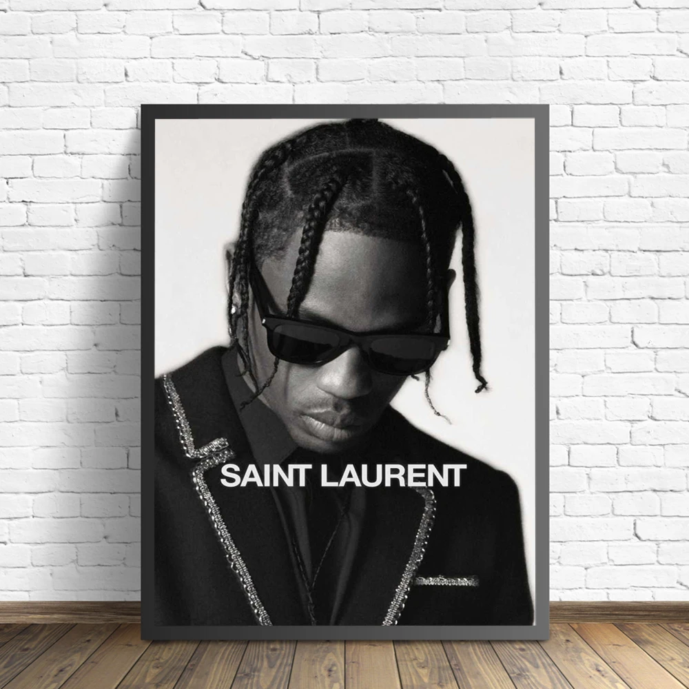 

Black White Travis Scott Music Star Rap Hip Hop Rapper Fashion Model Art Painting Canvas Poster Wall Home Decor Quadro Cuadros