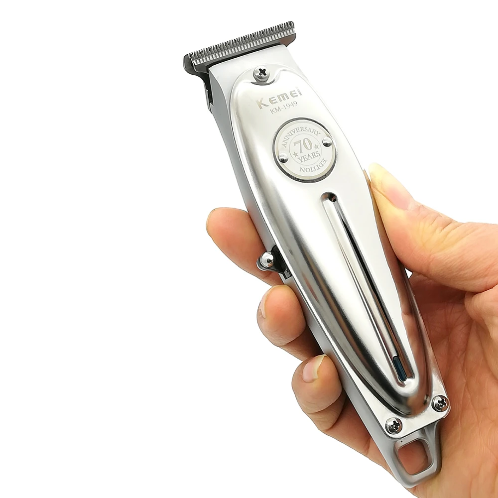 

Kemei 1949 Professional Hair Clipper All Metal Men Electric Cordless Hair Trimmer 0mm Baldheaded T Blade Finish Haircut Machine