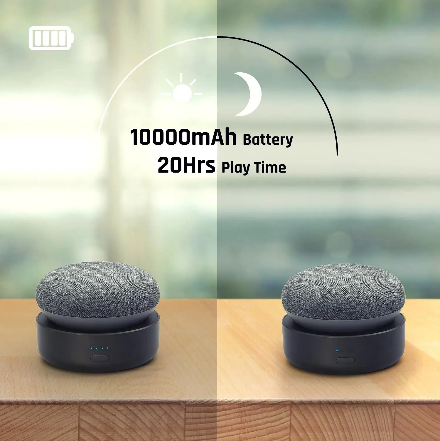 Фото GGMM N2 батарея база для Google Nest Mini 2 голосовые ассистенты внешний аккумулятор 10000 мАч аккумуляторная батарея Чехол №4
