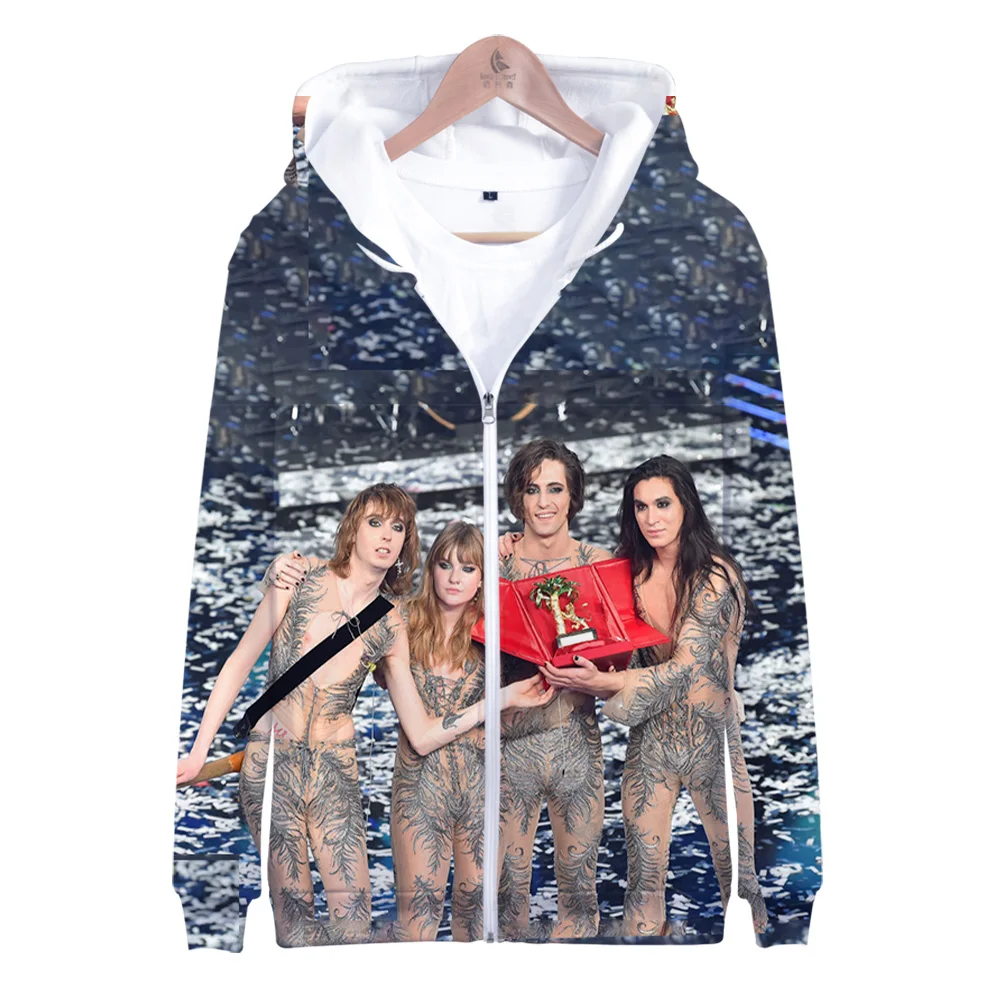 Толстовка Maneskin с 3D принтом для мужчин и женщин свитшот на молнии длинным рукавом