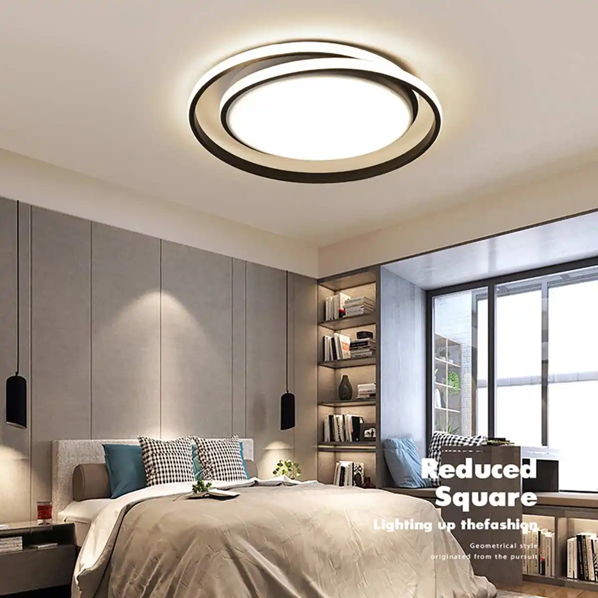 

45X5CM LED Ceiling Light Black Ring Modern Ceiling Lamp Home Living Room Decoration Surface Mounted Indoor Lighting Fixture 38W