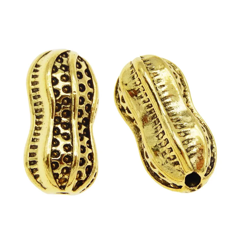 8pcs Alloy Peanut Beads Bracelet Charms Gold Silver color Pendant DIY Necklace Loose Fit Europe Jewelry Making | Украшения и