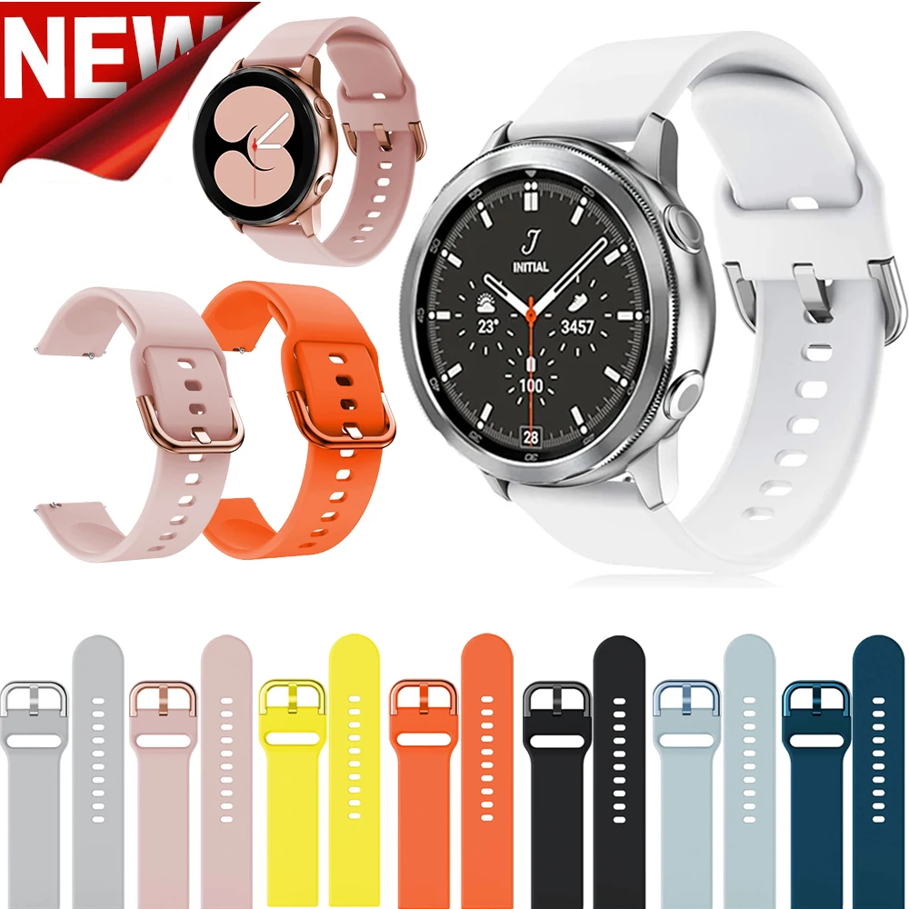 

Ремешок силиконовый для наручных часов, браслет для Samsung Galaxy Watch 4 40 44 мм/Watch 4 Classic 42 46 мм Active 2 40 44 мм, 20 мм