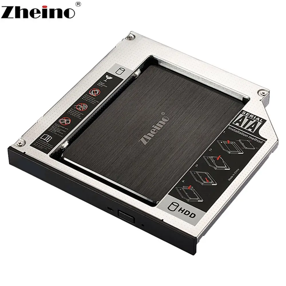 Zheino 12,7 мм 2nd HDD Caddy алюминиевый сплав 2,5 SATA3 адаптер Bay чехол для CD/DVD-ROM Оптический жесткий диск