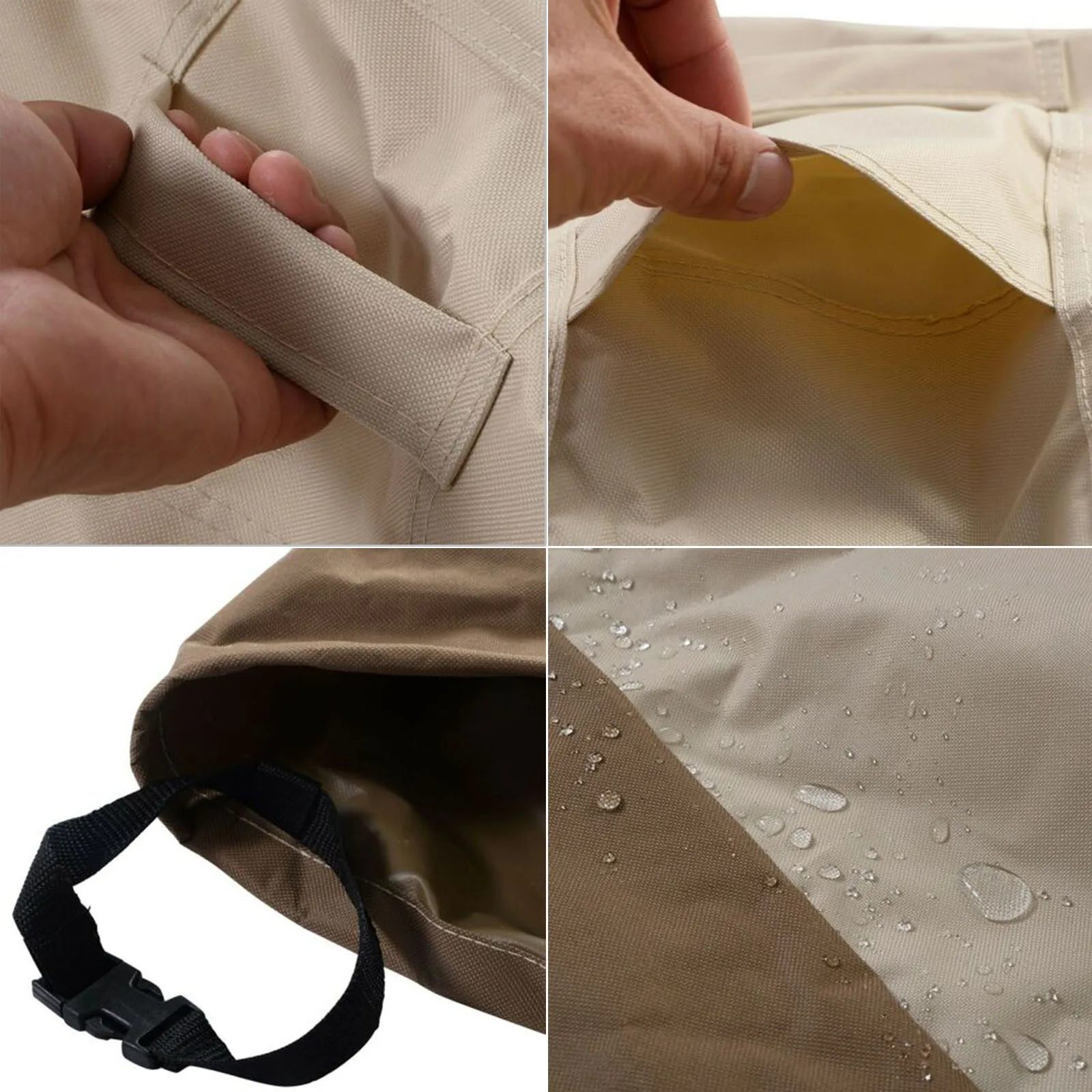 

210D Waterproof Silver Coated Oxford Cloth Dust Cover Beige Waterproof Stackable Protection Outdoor Garden