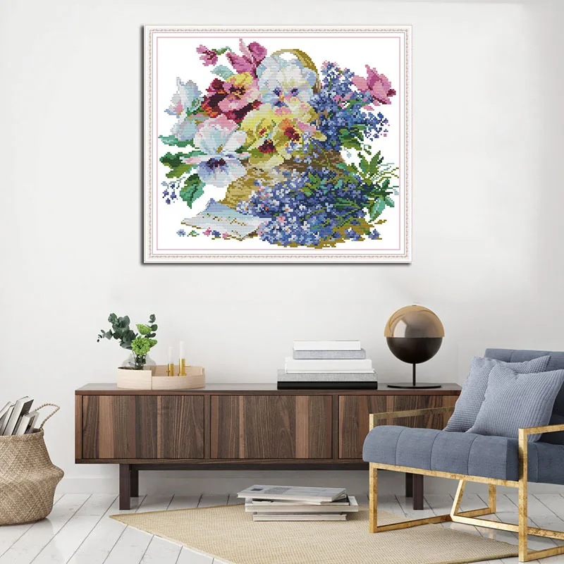 Картина маслом цветы вышивка крестиком набор для рукоделия DMC 14CT аккаунт печать