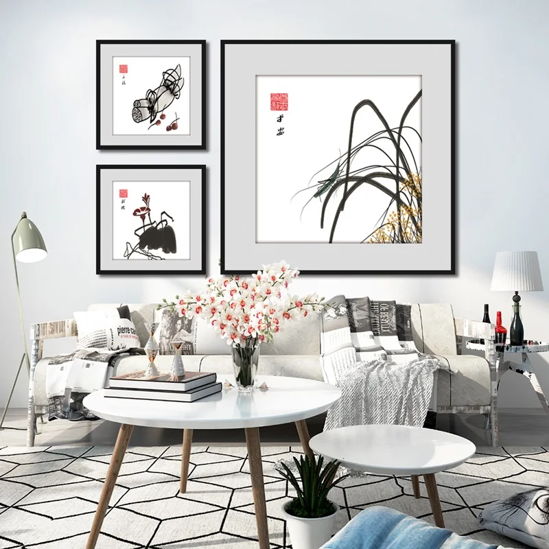 

Plants Canvas Paintings Chinese Style Lotus Root Daffodil Weed Posters And Print Hanging Wall Art For Room House Hotel Decor