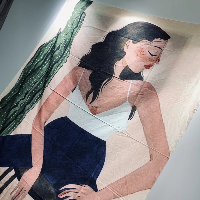 Гобелен настенные гобелены кактус девушка растения украшения гобелен ткань