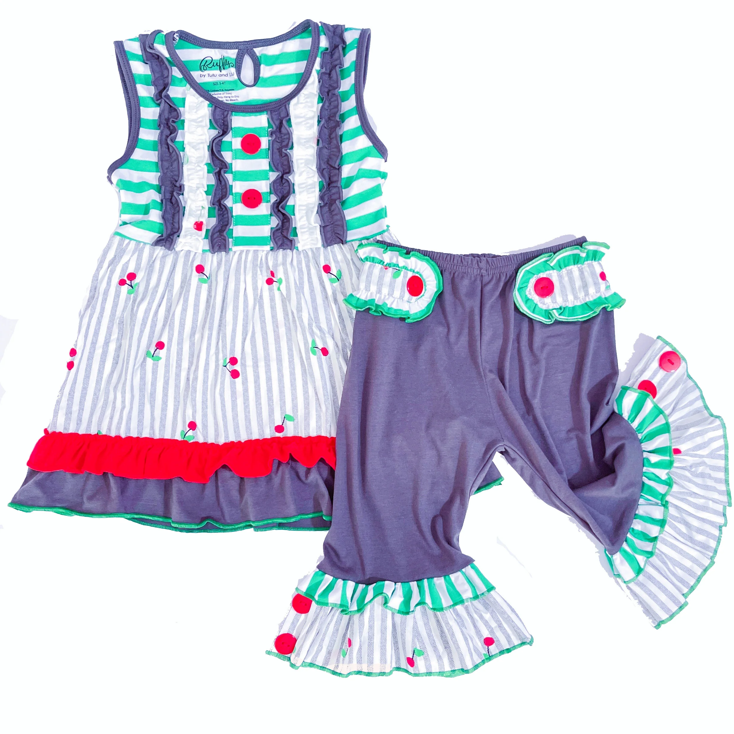 

TUTU AND LULU Green cherry gray dress suit The latest garden suit for girls