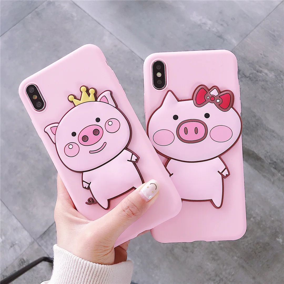 Милый чехол с рисунком поросенка для iPhone 11 Pro X XR XS Max 4 4S 5 5S SE 5C 6 6s 7 8 Plus Мягкий