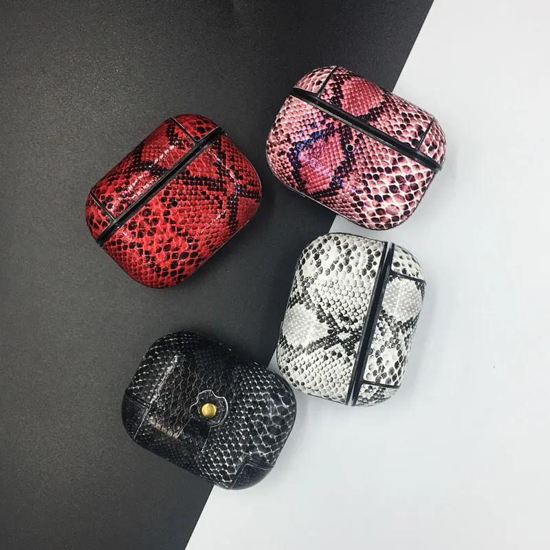 Змеиной кожи наушники из искусственной чехол для Apple Airpods Pro крышка Bluetooth