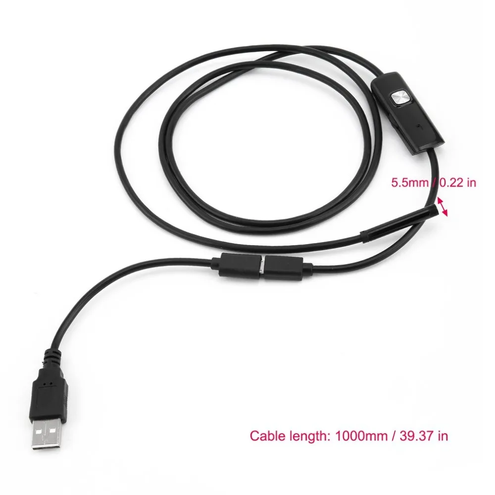 5.5mm Endoscope Camera HD USB With 6 LED 1.5/M Soft Cable Waterproof Inspection Borescope for Android PC  Автомобили и