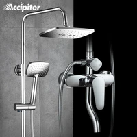 shower faucets with 8 inch shower head 3 functions shower set bathroome faucets hot cold water mixer chrome with soap dispenser