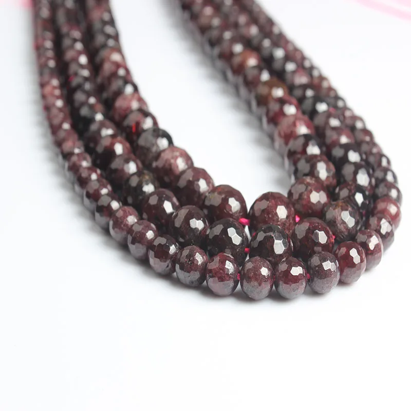 Ланьли натуральный ювелирные изделия из жемчуга 6/8/10 мм винно-красный гранат