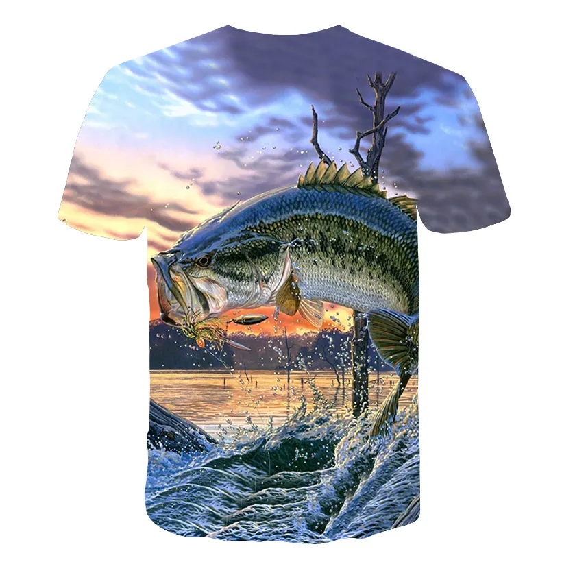 

Hot New Boys Leisure 3D printing T shirt Fisherman Funny Carp Fish Boys and Girls Tshirt Hip hop T-shirt Harajuku Print T-shirt