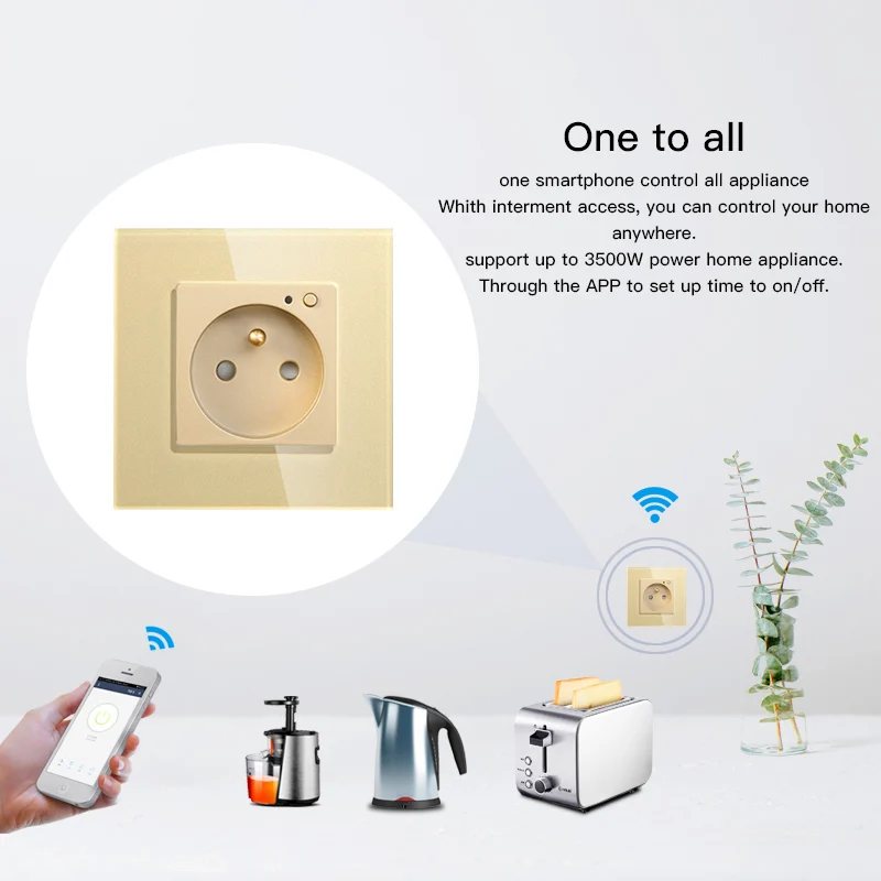 WiFi умная настенная розетка стеклянная панель Smart Life/приложение Tuya дистанционное